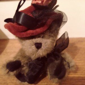 Vintage Boyds Bear Sitting Down Wearing Fancy Hat and Scarf 1997